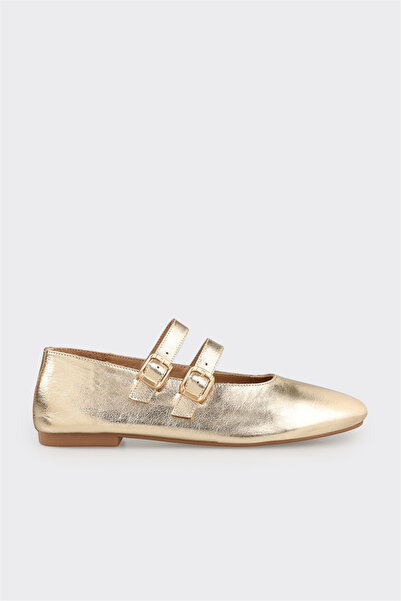 Elle Shoes Gold Deri Kadın Günlük Ayakkabı