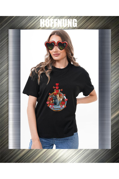 HOFFNUNG Unisex Short Sleeve Round Neck Merry Christmas Printed Solid Color T...