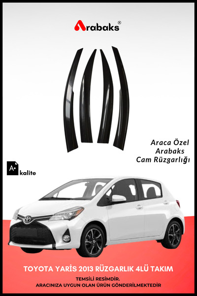 Arabaks Toyota Yaris 2013 Cam Rüzgarlığı 4'lü Takım (MUGEN TİP, DAYANIKLI MAL...