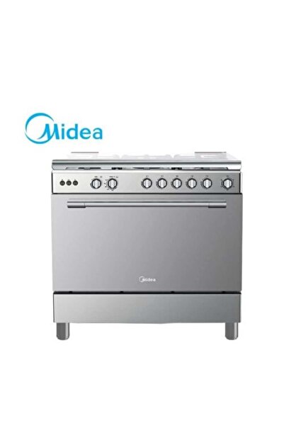 Midea فرن غاز من الفولاذ المقاوم للصدأ - سعة 115 لترًا - 5 شعلات - فضي
