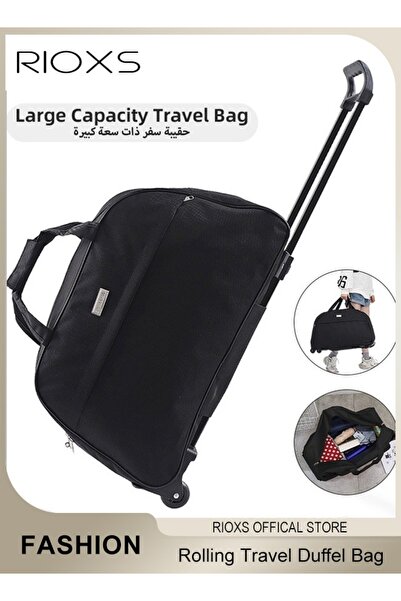 RIOXS Luggage Trolley Bag,Rolling Travel Duffel Bag,Canvas Travel Bag With Wh...