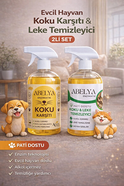 Abelya Enzimatik Leke Çıkarıcı -Evcil Hayvan Koku Giderici İKİLİ SET FIRSAT P...