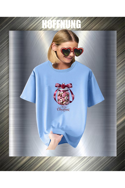 HOFFNUNG Unisex Short Sleeve Round Neck Merry Christmas Printed Solid Color T...