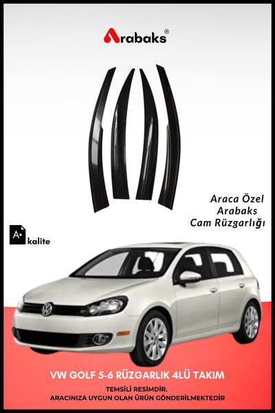 Arabaks VW Golf 5-6 Cam Rüzgarlığı 4'lü Takım (MUGEN TİP, DAYANIKLI MALZEME, ...