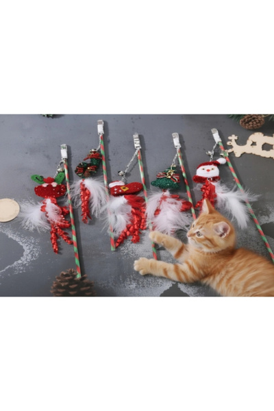 Livenda New Year's Themed Bell Cat Play Fishing Rod