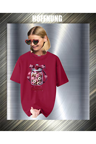 HOFFNUNG Unisex Short Sleeve Round Neck Merry Christmas Printed Solid Color T...