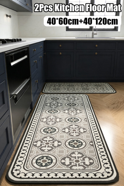 Generic 2Pcs Kitchen Floor Mat 40*60cm+40*120cm Kitchen Carpet Non-Slip Floor...