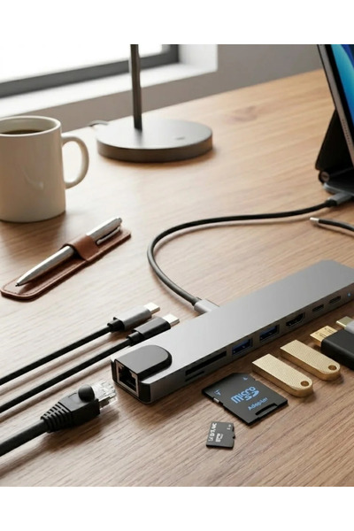 Generic Brand Type C Multi Port Hub 8 Port USB HDMI Sd Card Ethernet Adapter
