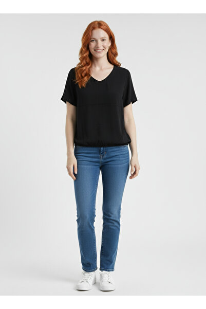 Neden Tekstil Γυναικεία μαύρη μπλούζα με λαιμόκοψη V