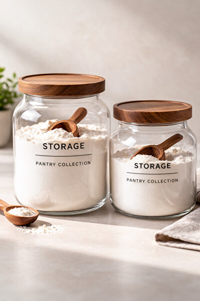 Paşabahçe 2'li Akasya Kapaklı Cam SaklamaKavanozu 2000/3000 ml - Akasya Ölçek...