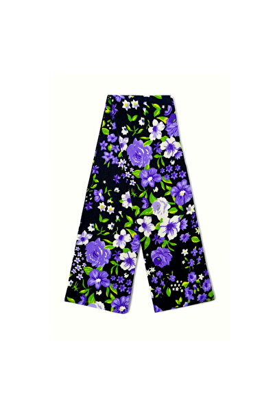 maia Purple Floral Print Viscose Scarf - 100X7 cm