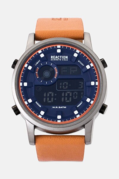 Kenneth Cole Reaction Men KRWGD7007701 Leather Digital Watch 50 mm, Brown