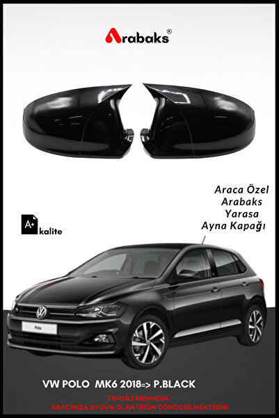 Arabaks VW POLO MK6 2018=> P.BLACK Yarasa Ayna Kapağı 2'li Takım (MUGEN TİP, ...