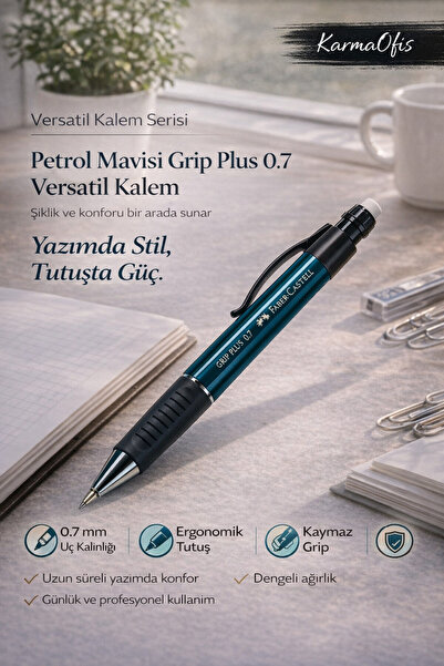 Faber Castell Petrol Blue Plus 0.7 Versatil Pen |   Ergonomic, Non-Slip Grips