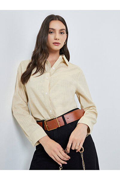 Take Two By Styli Beige Solid Long Sleeve Shirt