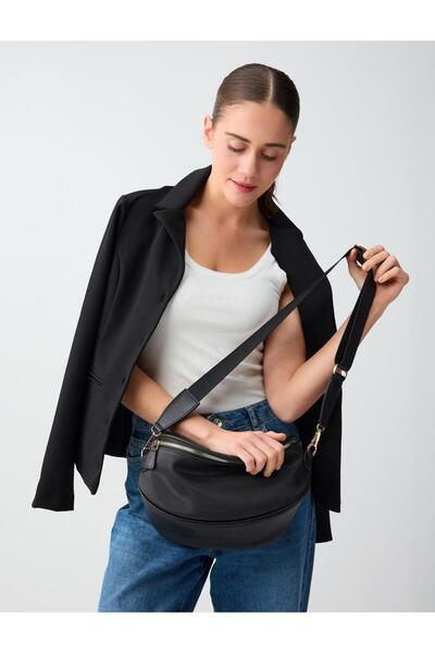 Jimmy Key Siyah Fermuarlı Ayarlanabilir Askılı Çanta