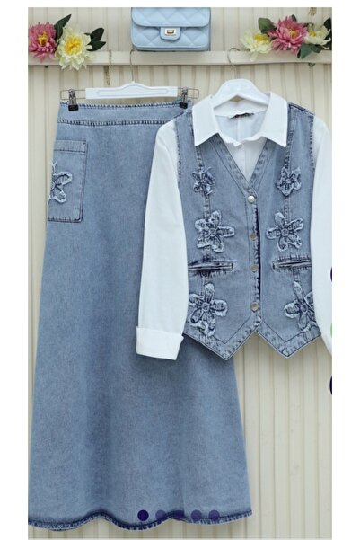 ZENNE TOPTAN Beli lastikli kot yelek etekli ikili takım