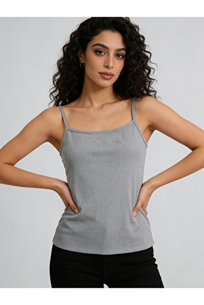 Take Two By Styli Grey Solid Strappy Cami Top