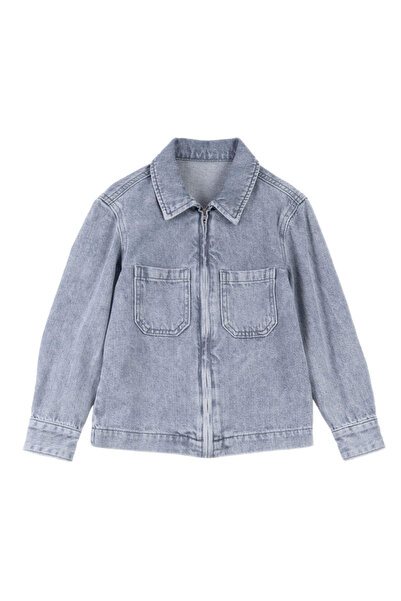 GUTZTOY By Styli Kids Zip-Up Denim Jacket with Pockets - Unisex