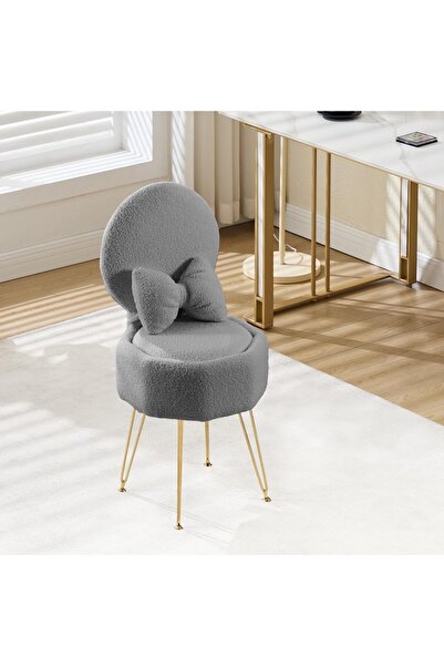 Garvee Vanity Stool with Storage, Compact Makeup Ottoman, Collapsible Backres...