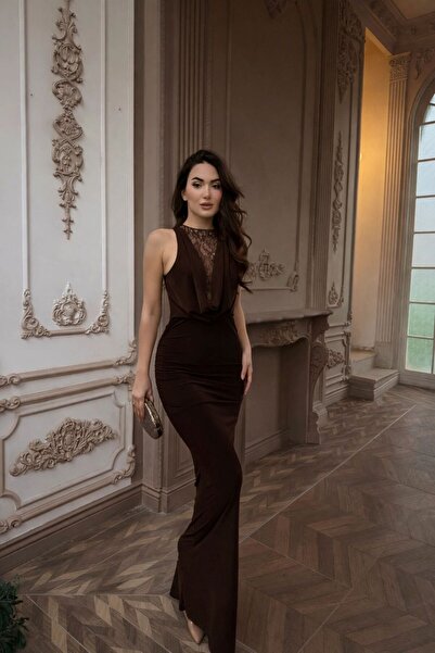 Sindimoda Rochie de seară Havena cu detaliu din dantelă la piept 4108