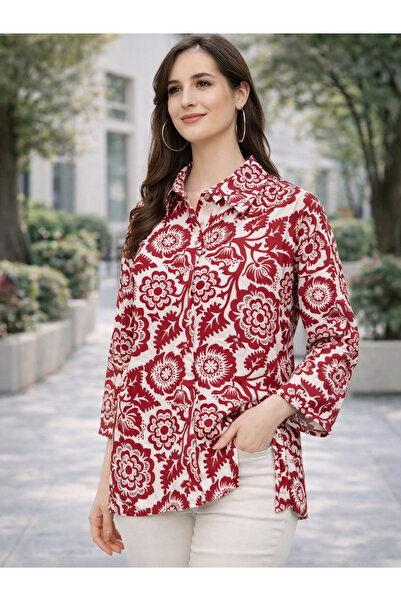 HOUSE OF RAELI By Styli Maroon Floral Long Sleeve Shirt