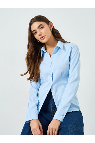 Take Two By Styli Light Blue Long Sleeve Back Tie-Up Shirt