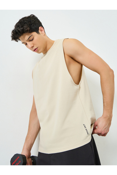Styli Men White Minimal Printed Tank