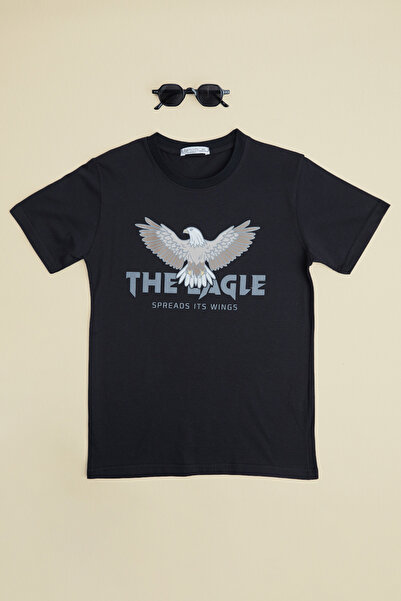 Fulla Moda Kartal cu imprimeu guler rotund Tricou pentru băieți