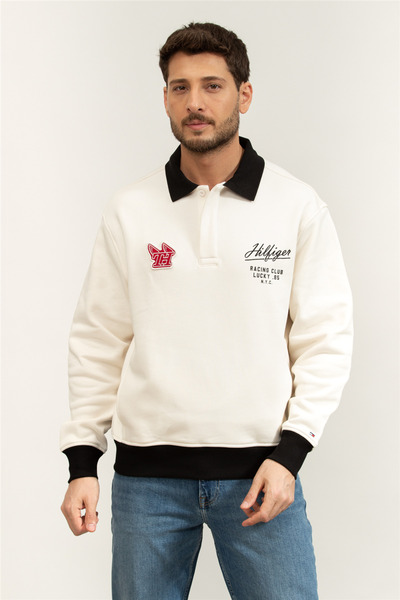 Tommy Hilfiger Modern Athleisure Rugby Collar Erkek Bisiklet Yaka Sweatshirt ...