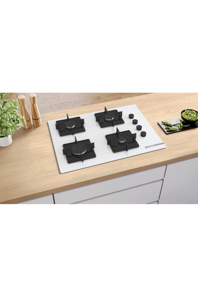 Bosch POP7C2P31O Serie 4 Gazlı Ankastre Ocak Sert cam Beyaz 67 cm