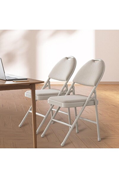 Garvee 2 Pack Fabric Padded Folding Chairs, Commercial Metal Folding Chair wi...