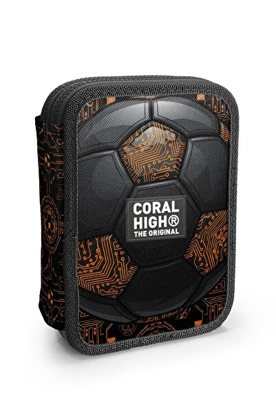 Coral High Детски двуслоен несесер за моливи с футболен десен 31106