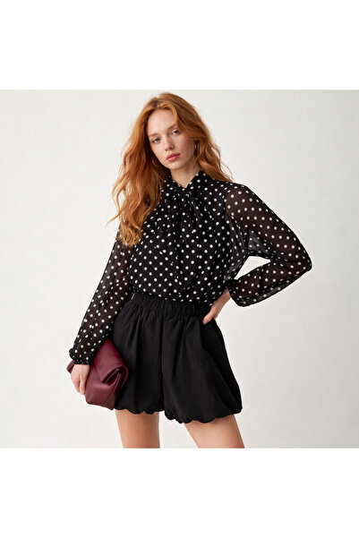 AYZEY بلوزة مزينة بفيونكة منقطة