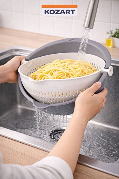 KOZART مصفاة دوارة كبيرة الحجم للفواكه والخضروات والأرز مع وعاء