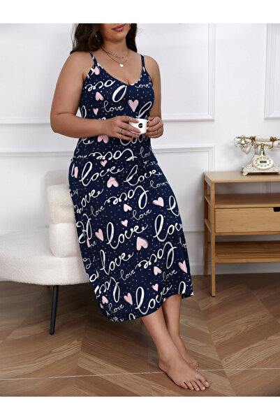 Take Two By Styli Plus Size Love Print Cami Nightdress