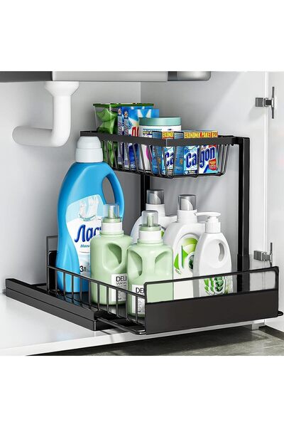 Arabest Storage rack under the sink, large metal push-pull type, suitable for...