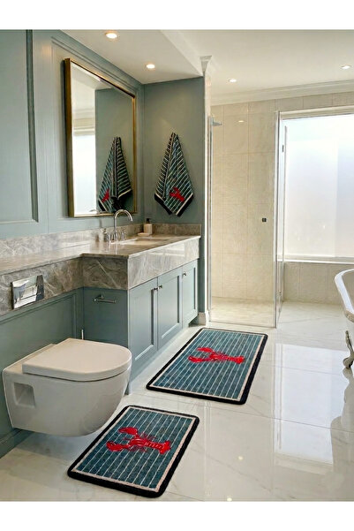 Brillant 2'li Istakoz Desen Lateks Taban Banyo Paspası (60X100-60x50)