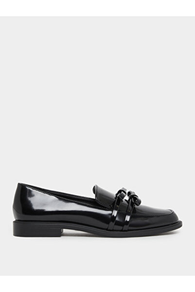 Styli Black Patent Leather Loafers