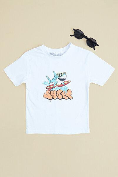 Fulla Moda تي شيرت للأولاد مطبوع عليه سمكة قرش