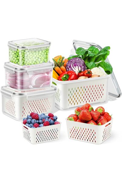 Arabest Fruit Storage Containers for Fridge Organizers and Storage, 4 Pack La...