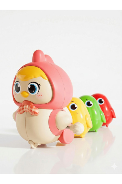 Gökyüzü ışığı Neşeli Tavuk Ailesi - Kurmalı Anne Tavuk ve 3 Adet Mıknatıslı C...