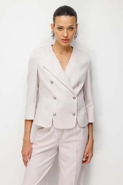 Ekol Metal Buttoned Ruffled Jacket