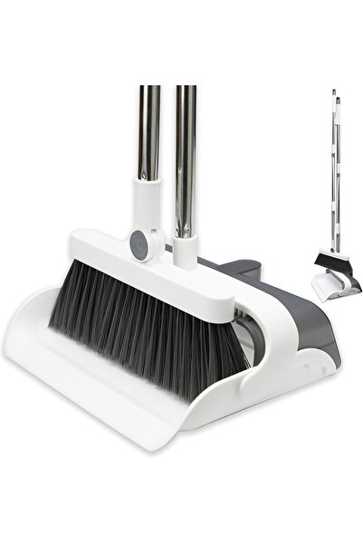 Arabest Extendable Broom with Dustpan Combo Set, 48" Long Stainless Steel Han...