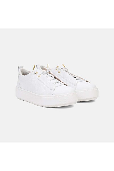Desa Kadın Beyaz Lastik Bağcıklı Kalın Tabanlı Deri Spor Ayakkabı