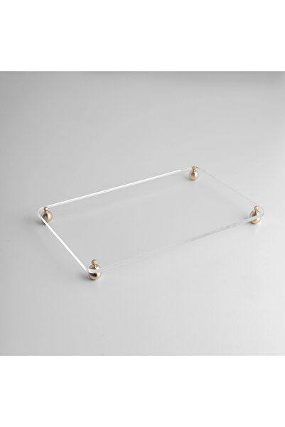 Qua Home Karis Pirinç Ayaklı Pleksi Jardinyer Şeffaf 40x24 cm