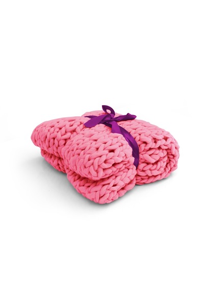 OEM Giant yarn knitted blanket 100X200 dark pink