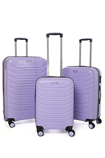 Colorful Pp Düz Model 3'lü Valiz Seti Lila