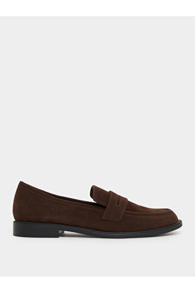 Styli Brown Slip-On Suede Loafers