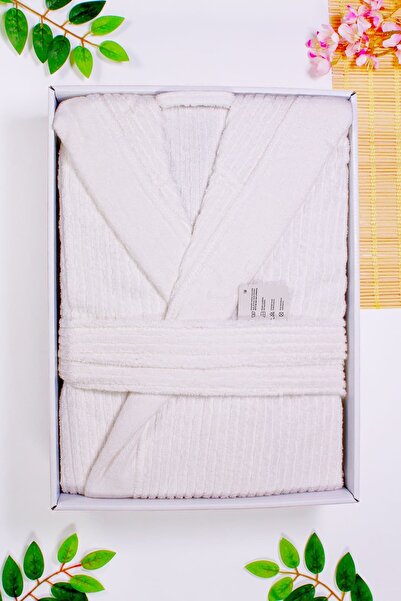 enex life 100% Cotton Hooded Unisex Bathrobe - Cream